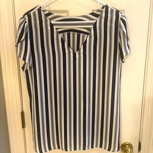 LOFT Navy and White Striped Top